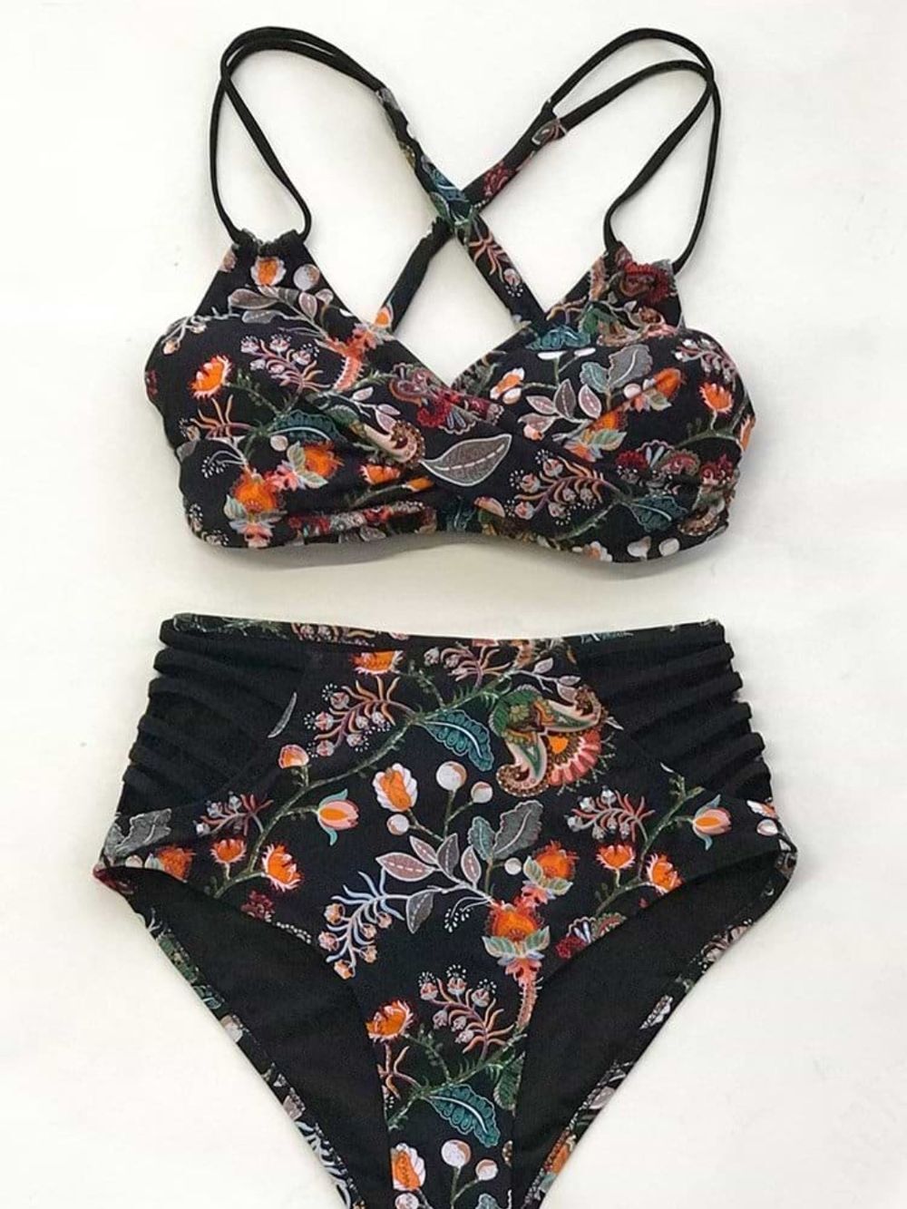 Cupshe Flower Dance High-Waisted Bikini Set. Size Medium